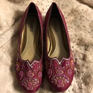 Beautiful beaded kitten heel shoes